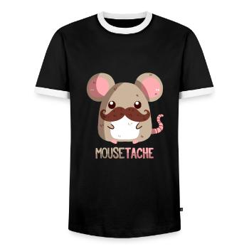 Souris avec une moustache - T-shirt contrasté Homme - noir/blanc - Devant - AI Model Female 172 light (172cm) & AI Model Male 178 light (178cm)