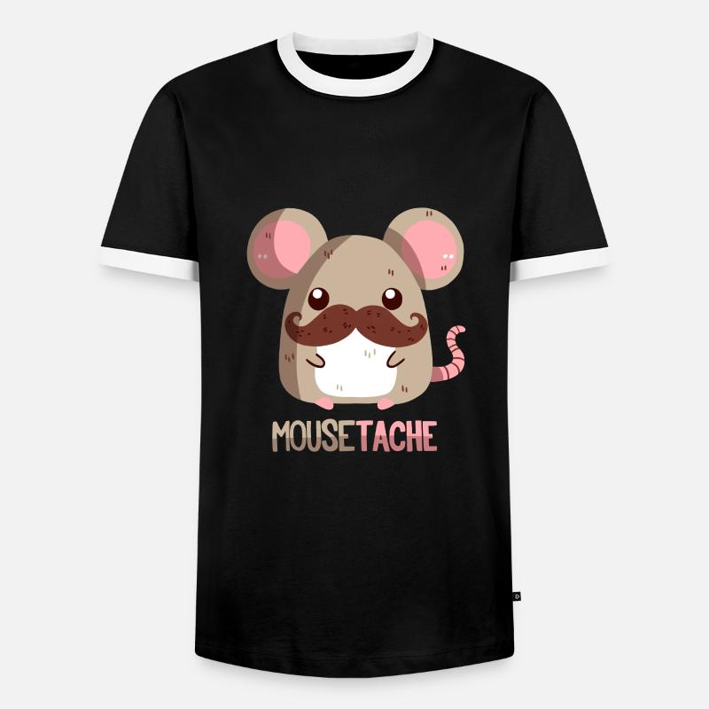 Maus mit Schnurrbart - Männer Kontrast-T-Shirt - Schwarz/Weiß
