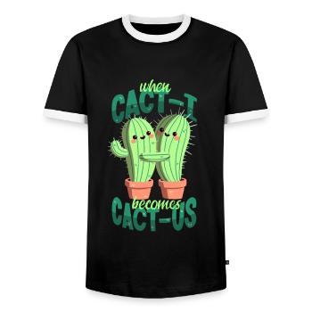 Cacti in love - Men's Ringer Shirt - black/white - Front - AI Model Female 172 light (172cm) & AI Model Male 178 light (178cm)