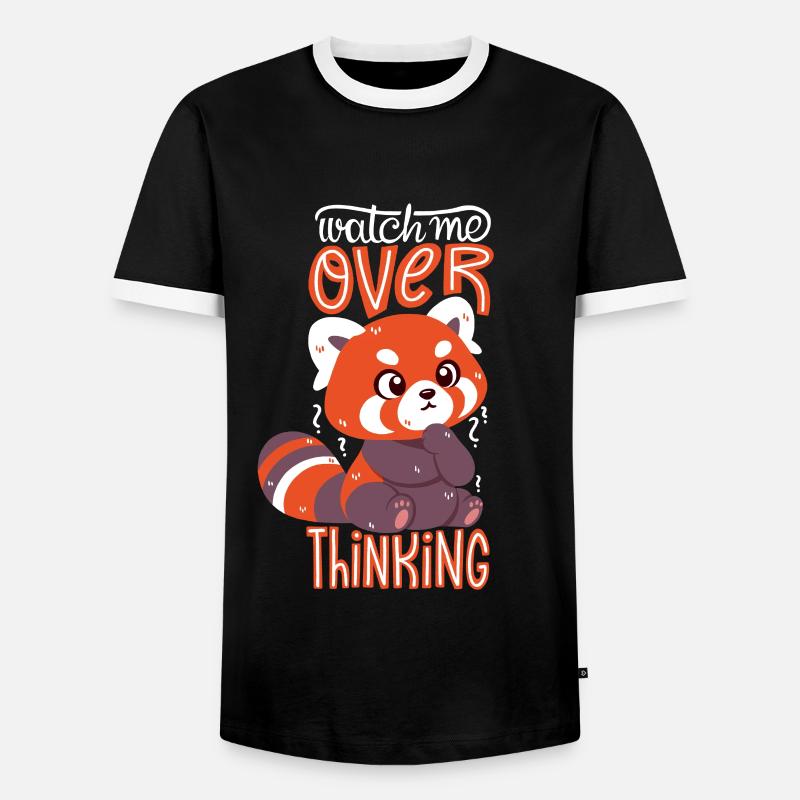 Overthinking Red Panda - Men's Ringer Shirt - black/white