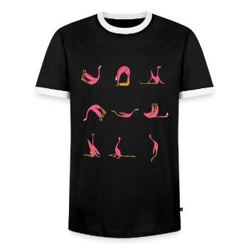 Pink Flock Flamingo Feminine Ballett Tee für Gym - Männer Kontrast-T-Shirt - Schwarz/Weiß - Vorne - AI Model Female 172 light (172cm) & AI Model Male 178 light (178cm)