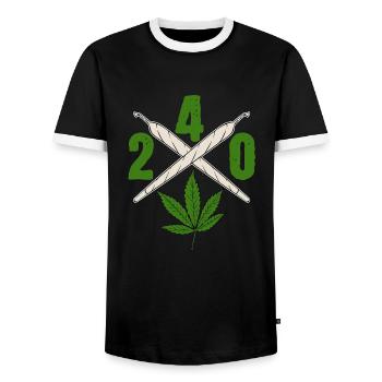 240 Green Cannabis Shirt For High People Weed - Men's Ringer Shirt - black/white - Front - AI Model Female 172 light (172cm) & AI Model Male 178 light (178cm)