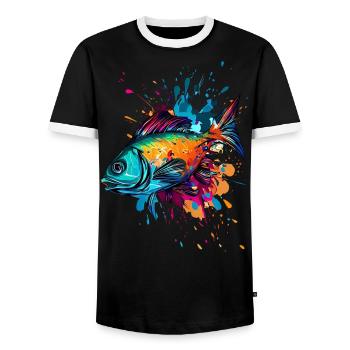 Poisson coloré - T-shirt contrasté Homme - noir/blanc - Devant - AI Model Female 172 light (172cm) & AI Model Male 178 light (178cm)