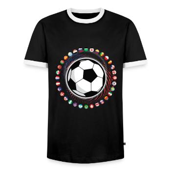 Soccer Flags of the World Football - Männer Kontrast-T-Shirt - Schwarz/Weiß - Vorne - AI Model Female 172 light (172cm) & AI Model Male 178 light (178cm)