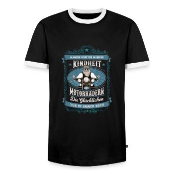 Lustige Motorradfahrer Vintage Sprüche - Männer Kontrast-T-Shirt - Schwarz/Weiß - Vorne - AI Model Female 172 light (172cm) & AI Model Male 178 light (178cm)