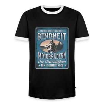 Lustige Motorradfahrer Vintage Sprüche - Männer Kontrast-T-Shirt - Schwarz/Weiß - Vorne - AI Model Female 172 light (172cm) & AI Model Male 178 light (178cm)