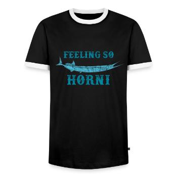 Garfish Pêcheurs côtiers pêcheurs marins - T-shirt contrasté Homme - noir/blanc - Devant - AI Model Female 172 light (172cm) & AI Model Male 178 light (178cm)