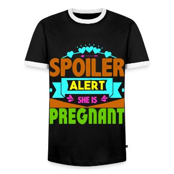Mère Enceinte Bébé Nourrisson T-shirt Maman - T-shirt contrasté Homme - noir/blanc - Devant - AI Model Female 172 light (172cm) & AI Model Male 178 light (178cm)