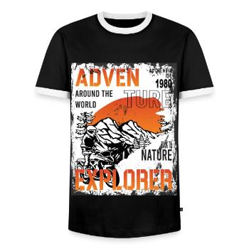 Motorcycle Boxer Adventure Gentlemen Scrambler - Men's Ringer Shirt - black/white - Front - AI Model Female 172 light (172cm) & AI Model Male 178 light (178cm)