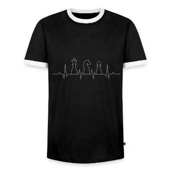 Chess heart rate chessmen - Men's Ringer Shirt - black/white - Front - AI Model Female 172 light (172cm) & AI Model Male 178 light (178cm)