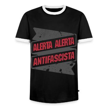 alerta alerta antifascista - T-shirt contrasté Homme - noir/blanc - Devant - AI Model Female 172 light (172cm) & AI Model Male 178 light (178cm)