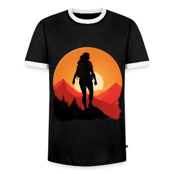 Hiking Hiking Female Woman - Men's Ringer Shirt - black/white - Front - AI Model Female 172 light (172cm) & AI Model Male 178 light (178cm)