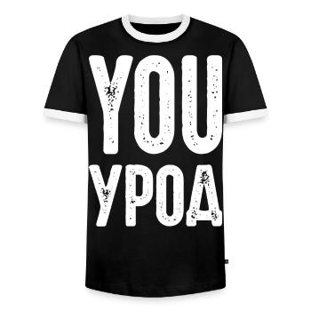You Freak! Spruch auf Russisch Russak Russland - Männer Kontrast-T-Shirt - Schwarz/Weiß - Vorne - AI Model Female 172 light (172cm) & AI Model Male 178 light (178cm)