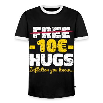 Cadeau de câlins sans inflation - T-shirt contrasté Homme - noir/blanc - Devant - AI Model Female 172 light (172cm) & AI Model Male 178 light (178cm)