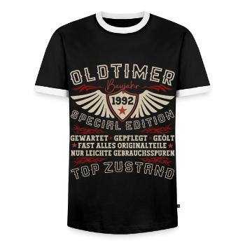 Oldtimer Jahrgang 1992 30. Geburtstag Geschenk Fun - Männer Kontrast-T-Shirt - Schwarz/Weiß - Vorne - AI Model Female 172 light (172cm) & AI Model Male 178 light (178cm)