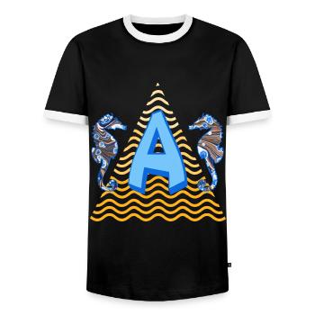 hippocampe e 262 a - T-shirt contrasté Homme - noir/blanc - Devant - AI Model Female 172 light (172cm) & AI Model Male 178 light (178cm)