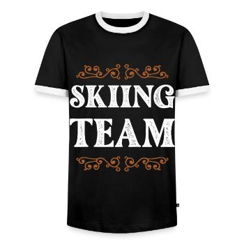Skiing Crew - Männer Kontrast-T-Shirt - Schwarz/Weiß - Vorne - AI Model Female 172 light (172cm) & AI Model Male 178 light (178cm)