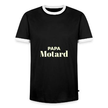Papa motard - T-shirt contrasté Homme - noir/blanc - Devant - AI Model Female 172 light (172cm) & AI Model Male 178 light (178cm)