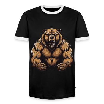 Bär Grizzly Beast Martial Arts MMA Gym - Männer Kontrast-T-Shirt - Schwarz/Weiß - Vorne - AI Model Female 172 light (172cm) & AI Model Male 178 light (178cm)