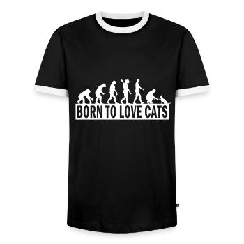 Cat evolution cat lover gift - Men's Ringer Shirt - black/white - Front - AI Model Female 172 light (172cm) & AI Model Male 178 light (178cm)