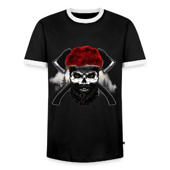Hache Forêt Noire Tobera Skull - T-shirt contrasté Homme - noir/blanc - Devant - AI Model Female 172 light (172cm) & AI Model Male 178 light (178cm)
