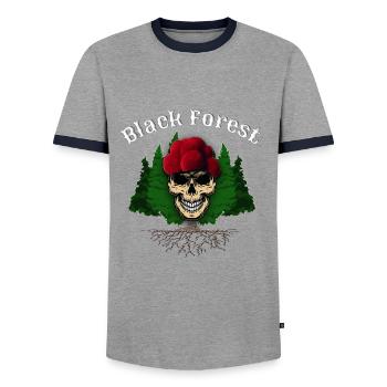 Style tobera forêt noire - T-shirt contrasté Homme - gris/marine  - Devant - AI Model Female 172 light (172cm) & AI Model Male 178 light (178cm)
