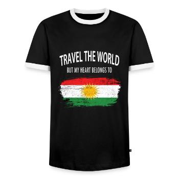 Travels around the world ->Kurdistan - Men's Ringer Shirt - black/white - Front - AI Model Female 172 light (172cm) & AI Model Male 178 light (178cm)