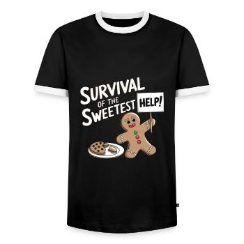 Survival Of The Sweetest - Men's Ringer Shirt - black/white - Front - AI Model Female 172 light (172cm) & AI Model Male 178 light (178cm)