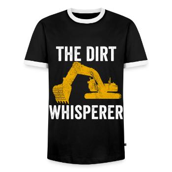 Excavator Construction Worker - Men's Ringer Shirt - black/white - Front - AI Model Female 172 light (172cm) & AI Model Male 178 light (178cm)