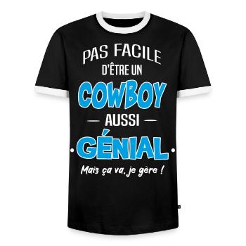 cowboy - T-shirt contrasté Homme - noir/blanc - Devant - AI Model Female 172 light (172cm) & AI Model Male 178 light (178cm)