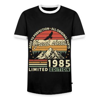 39 Years great since 1985 limited edition - T-shirt contrasté Homme - noir/blanc - Devant - AI Model Female 172 light (172cm) & AI Model Male 178 light (178cm)