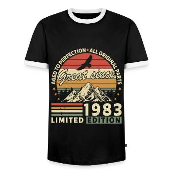 41 Jahre großartig seit 1983 limitierte Auflage - Männer Kontrast-T-Shirt - Schwarz/Weiß - Vorne - AI Model Female 172 light (172cm) & AI Model Male 178 light (178cm)