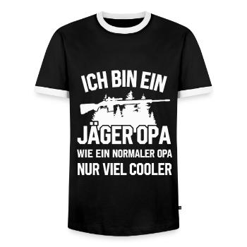 Hunter Hunting Hunting Hunting Clothing - Men's Ringer Shirt - black/white - Front - AI Model Female 172 light (172cm) & AI Model Male 178 light (178cm)
