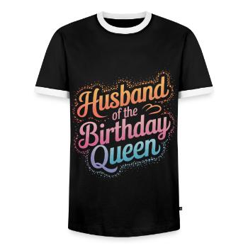 Husband, Spouse, Family, Wedding - Men's Ringer Shirt - black/white - Front - AI Model Female 172 light (172cm) & AI Model Male 178 light (178cm)