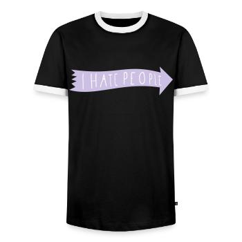 I HATE PEOPLE - Men's Ringer Shirt - black/white - Front - AI Model Female 172 light (172cm) & AI Model Male 178 light (178cm)