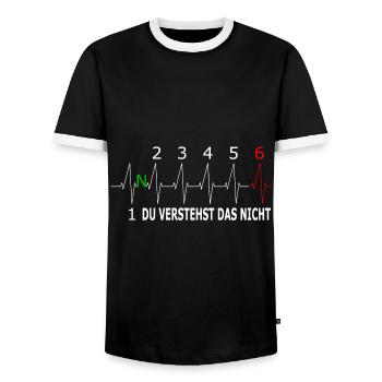 Du verstehst das nicht - Motorrad Herzschlag 1- 6 - Männer Kontrast-T-Shirt - Schwarz/Weiß - Vorne - AI Model Female 172 light (172cm) & AI Model Male 178 light (178cm)