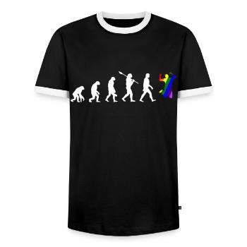 Paramor, Pride Light - Men's Ringer Shirt - black/white - Front - AI Model Female 172 light (172cm) & AI Model Male 178 light (178cm)