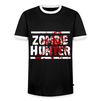 Chasseur de zombie - T-shirt contrasté Homme - noir/blanc - Devant - AI Model Female 172 light (172cm) & AI Model Male 178 light (178cm)