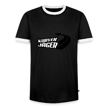 Kurvenjäger - Männer Kontrast-T-Shirt - Schwarz/Weiß - Vorne - AI Model Female 172 light (172cm) & AI Model Male 178 light (178cm)