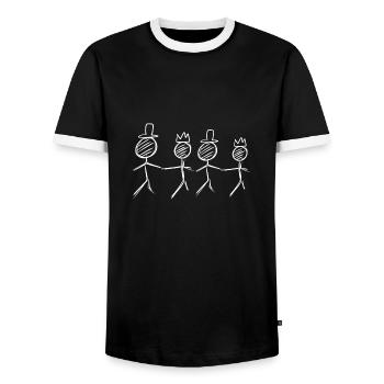 quatre amis - T-shirt contrasté Homme - noir/blanc - Devant - AI Model Female 172 light (172cm) & AI Model Male 178 light (178cm)