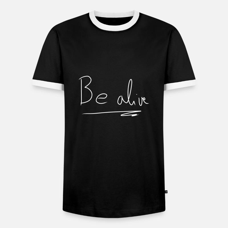Sei lebendig text - Männer Kontrast-T-Shirt - Schwarz/Weiß
