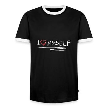 ich liebe mich selbstliebe herz - Männer Kontrast-T-Shirt - Schwarz/Weiß - Vorne - AI Model Female 172 light (172cm) & AI Model Male 178 light (178cm)