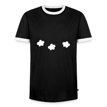 Three Flowers Flower Shape Icon - Men's Ringer Shirt - black/white - Front - AI Model Female 172 light (172cm) & AI Model Male 178 light (178cm)