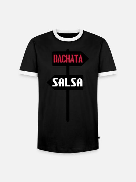 Bachata salsa sign - Men's Ringer Shirt - black/white