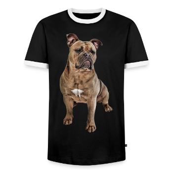 Bouledogue Vieux Bouledogue Anglais Chien Chiens - T-shirt contrasté Homme - noir/blanc - Devant - AI Model Female 172 light (172cm) & AI Model Male 178 light (178cm)