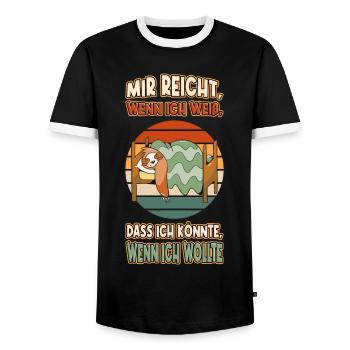 Faultier Chillen Faul Müde Lustlos Spruch Lustig - Männer Kontrast-T-Shirt - Schwarz/Weiß - Vorne - AI Model Female 172 light (172cm) & AI Model Male 178 light (178cm)
