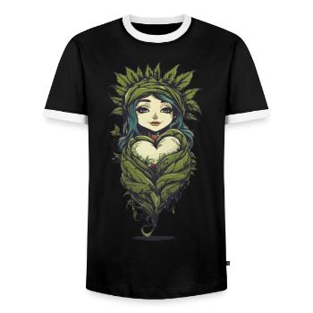 Magische Pflanzenliebe Tattoo Style - Männer Kontrast-T-Shirt - Schwarz/Weiß - Vorne - AI Model Female 172 light (172cm) & AI Model Male 178 light (178cm)
