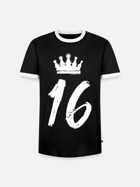 16 Zahl Krone - Männer Kontrast-T-Shirt - Schwarz/Weiß