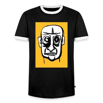 Kaput face - Men's Ringer Shirt - black/white - Front - AI Model Female 172 light (172cm) & AI Model Male 178 light (178cm)