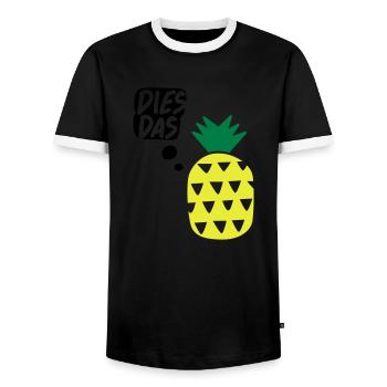 Dies, das, Ananas! Tasse - Männer Kontrast-T-Shirt - Schwarz/Weiß - Vorne - AI Model Female 172 light (172cm) & AI Model Male 178 light (178cm)
